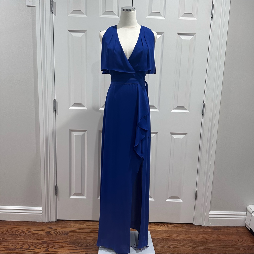 Bcbgmaxazria Wrap Flutter Sleeve V-Neck High Slit Wedding Guest Maxi Dress Size2